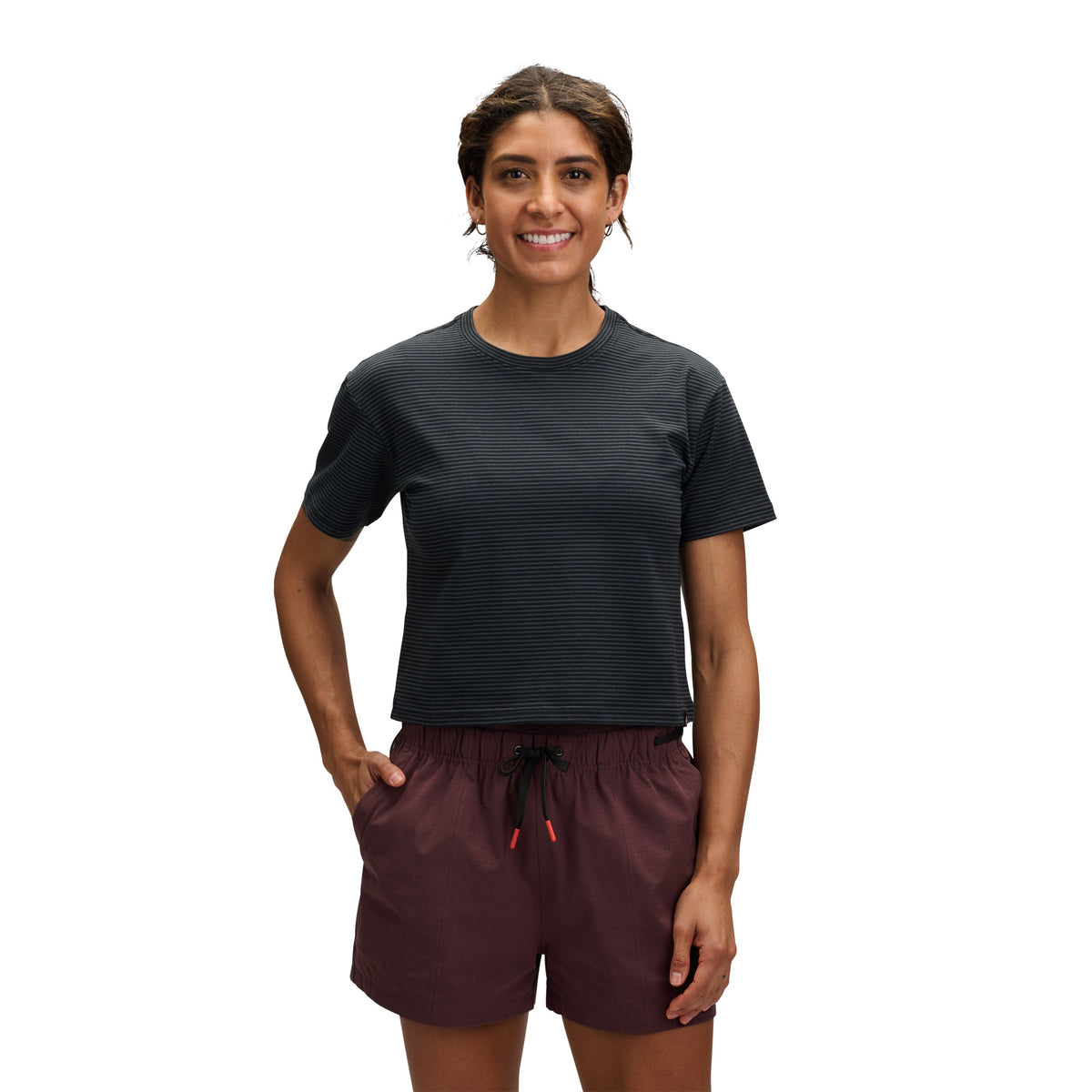Black-Carbon ~ Model is 5' 6" | Chest 34" | Waist 28" | Size Small/6 
